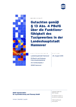 Gutachten gem&auml;&szlig; &sect; 13 Abs. 4 PBefG &uuml;ber die Funktions