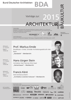 Prof. Markus Emde Hans-Jürgen Stein Francis Kéré