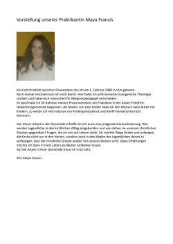 Vorstellung unserer Praktikantin Maya Francis