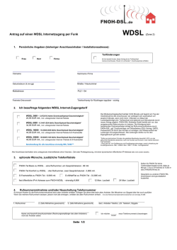 Anmeldeformular für FNOH-WDSL (per Funk Tarifzone 2) - FNOH-DSL