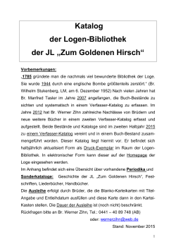 Katalog der Logenbibliothek - Johannisloge ZUM GOLDENEN