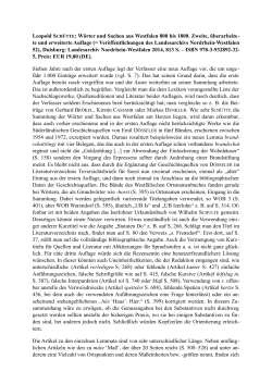 Leopold SCHÜTTE: Wörter und Sachen aus Westfalen 800 bis 1800