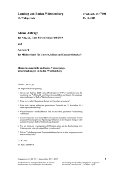 Drucksache 15 / 7601 - Landtag Baden W&uuml;rttemberg