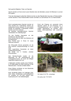 Reisebericht Juni/Juli 2015 - Hilfe für Südwest Sri Lanka