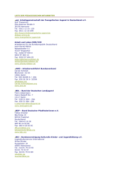 LISTE DER PÄDAGOGISCHEN MITARBEITER