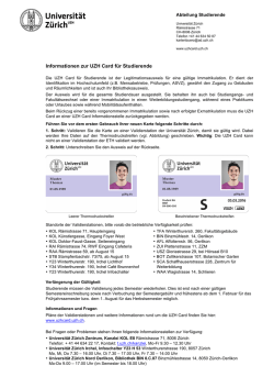 Informationen zur UZH Card für Studierende