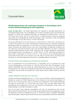 Corporate News - HELMA Eigenheimbau AG
