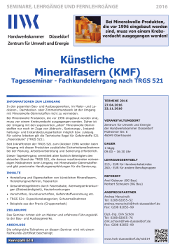Lehrgang Künstliche Mineralfasern (KMF)