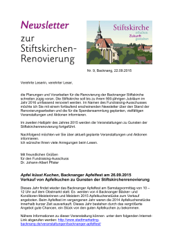 Newsletter 9, 09-15 - Stiftskirche Backnang