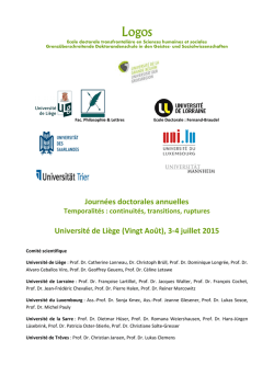 Journ&eacute;es doctorales annuelles Universit&eacute; de Li&egrave;ge (Vingt Ao&ucirc;t), 3