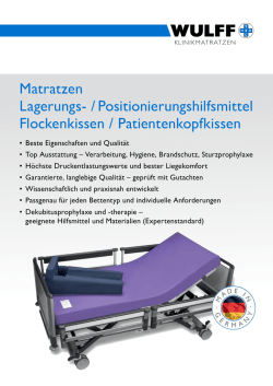 Brosch&uuml;re - Wulff Klinikmatratzen