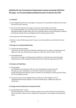 Richtlinie für Ehrungen  - Deutsche Hockey