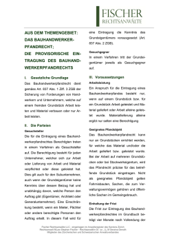Provisorische Eintragung Bauhandwerkerpfandrecht