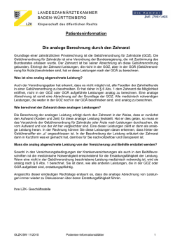 Patienteninformation Die analoge Berechnung durch den Zahnarzt