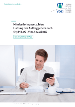 Informationsblatt "Mindestlohngesetz - Haftung des
