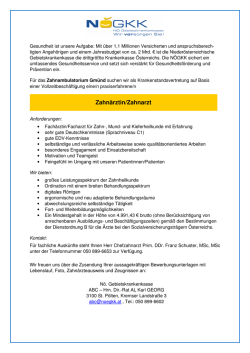 Zahnärztin/Zahnarzt - Niederösterreichische Gebietskrankenkasse