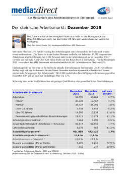 Der steirische Arbeitsmarkt: Dezember 2015