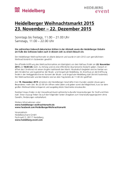 Heidelberger Weihnachtsmarkt 2015 23. November – 22. Dezember