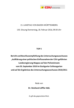 Lesen Sie hier die komplette Rede von Dr. Reinhard Löffler MdL