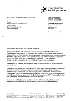 Unterbringung von 100 Flüchtlingen in der