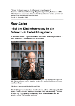 Artikel im Tages-Anzeiger, Zürich, 21.12.2015