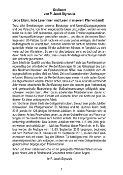 Gru&szlig;wort von P. Jacek Styrczula Liebe Eltern, liebe Leserinnen und