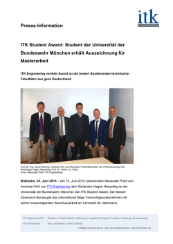ITK Student Award 2015 - Universit&auml;t der Bundeswehr M&uuml;nchen