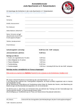 Anmeldeformular Judo-Sportverein e.V. Kaiserslautern