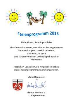 Liebe Kinder, liebe Jugendliche ich würde mich freuen