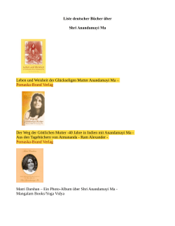 Liste deutscher Bücher über Shri Anandamayi Ma Leben und