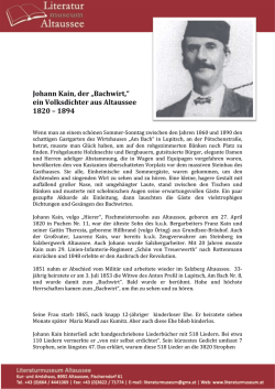 Johann Kain, der &bdquo;Bachwirt,&ldquo;