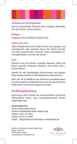 Hinweise zur Ern&auml;hrung nach Darmoperationen