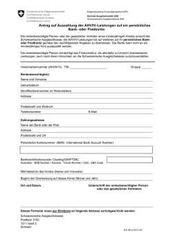 Antrag auf Auszahlung der AHV/IV-Leistungen auf ein pers&ouml;nliches