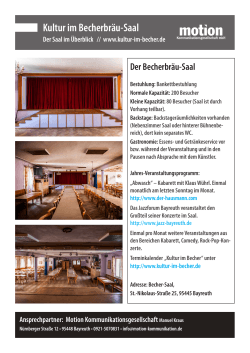 Kultur im Becherbräu-Saal - Kultur im Becher Bräu Bayreuth