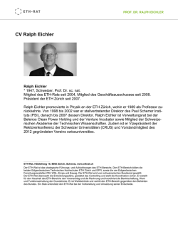 CV Ralph Eichler - ETH-Rat