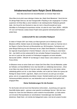 Inhaberwechsel beim Ralph Denk Bikestore