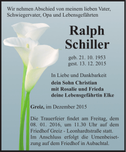 Ralph Schiller - Bestattungsinstitut Weberstraße 21 Greiz