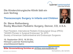 Einladung zum Vortrag Thoracoscopic Surgery in Infants and