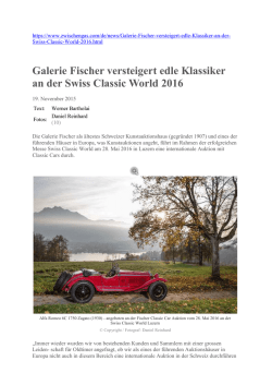 Galerie Fischer versteigert edle Klassiker an der Swiss Classic