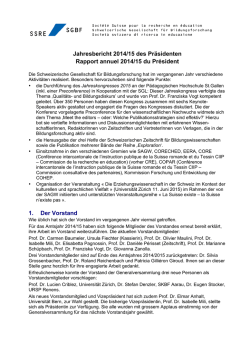 Jahresbericht des Pr&auml;sidenten 2014/2015