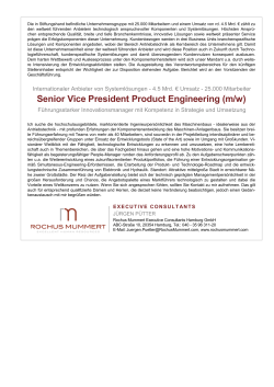 Senior Vice President Product Engineering (m/w)