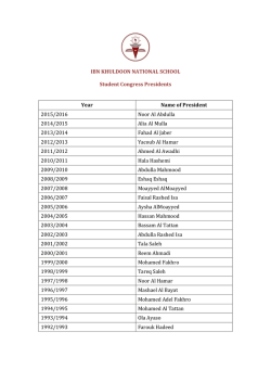 IBN KHULDOON NATIONAL SCHOOL Student Congress Presidents