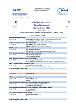 AEMH Conference 2015 “Clinical Leadership” Vienna, 7 May 2015