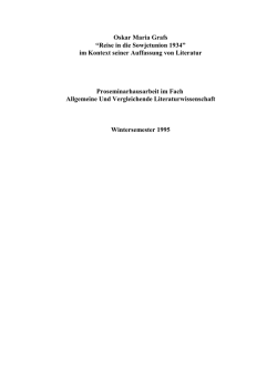 Oskar Maria Grafs &ldquo;Reise in die Sowjetunion 1934&rdquo; im