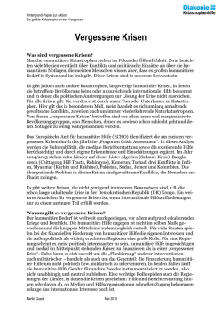 Hintergrund Vergessene Krisen