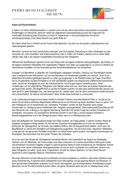 Arbeit und Persönlichkeit