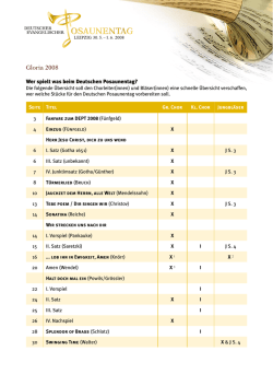 Gloria 2008 &ndash; &Uuml;bersicht Wer spielt Was