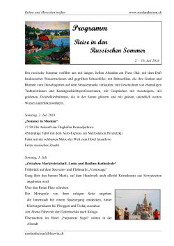 Programm - russlandreisen.ch - Reisen in die russische Provinz