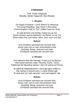 D`INDIANER Text: Adrian Klapproth Melodie: Adrian Klapproth