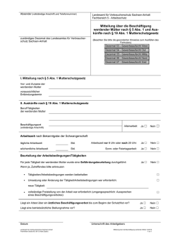 Mitteilung &uuml;ber die Besch&auml;ftigung werdender M&uuml;tter nach &sect; 5 Abs. 1